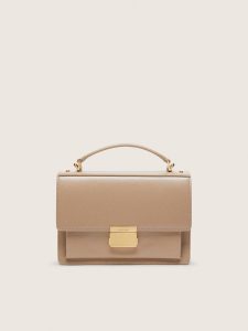 Golden Goose - Venezia Bag In Beige Boarded Leather With Gold Details, Woman, Size: U