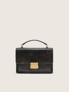Golden Goose - Venezia Bag In Black Distressed Leather With Gold Details, Woman, Size: U