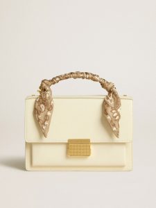 Golden Goose - Venezia Bag In Butter-colored Boarded Leather With Silk Scarf, Woman, Size: U