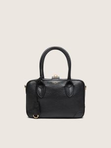 Golden Goose - Vita Bag In Black Sheepskin Leather With Gold Details, Woman, Size: U