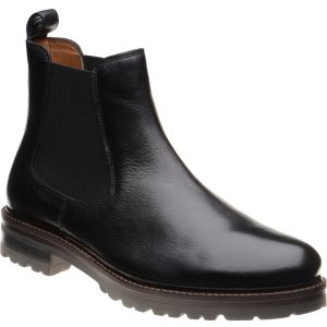 Herring Bragg mens rubber-soled Chelsea boots in black grain