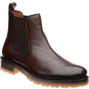 Herring Bragg mens rubber-soled Chelsea boots in brown grain