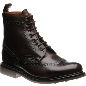 Herring Buxton (Rubber) mens rubber-soled brogue boots in brown calf