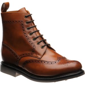 Herring Buxton (Rubber) mens rubber-soled brogue boots in tan calf