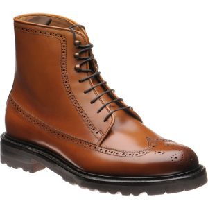 Herring Galashiels mens rubber-soled brogue boots in tan calf