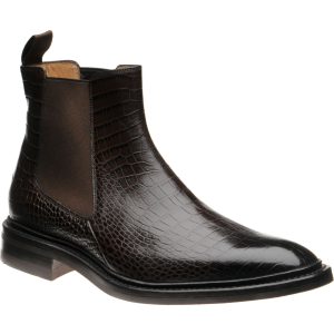 Herring Geneva mens rubber-soled Chelsea boots in dark brown croc