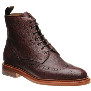 Herring Hanbury mens brogue boots in burgundy grain