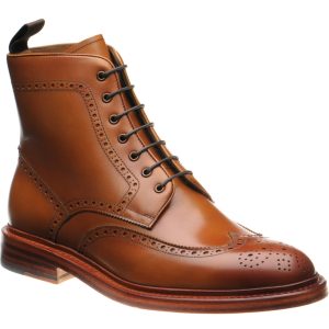 Herring Hanbury mens brogue boots in tan calf
