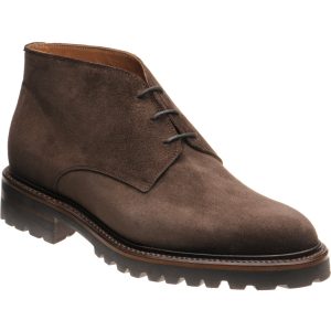 Herring Hook mens rubber-soled Chukka boots in dark brown suede