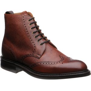 Herring Langdale II mens rubber-soled brogue boots in mahogany grain