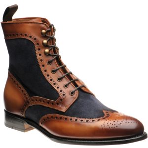 Herring Maidenhead mens two-tone brogue boots in brown calf and navy suede