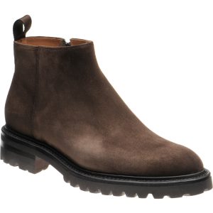 Herring Montrose mens rubber-soled boots in dark brown suede