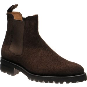 Herring Oxney mens rubber-soled Chelsea boots in dark brown suede