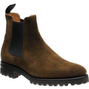 Herring Oxney mens rubber-soled Chelsea boots in dark green suede
