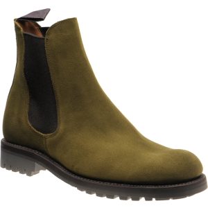 Herring Parrett mens rubber-soled Chelsea boots in green suede