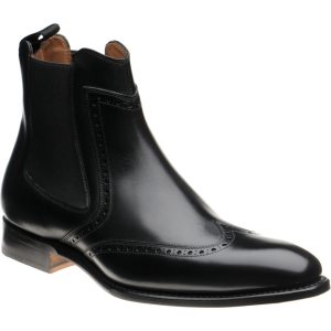 Herring Perry mens brogue Chelsea boots in black calf