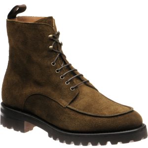Herring Sharpham mens rubber-soled boots in dark green suede