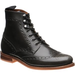 Herring Steeperton mens rubber-soled brogue boots in grey rub off hi-shine