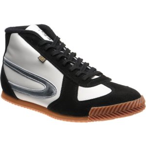 Herring Tokyo Hi-Top Trainer mens rubber-soled boots in white calf and black suede