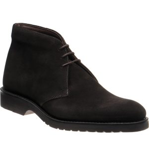 Loake Altman mens rubber-soled boots in dark brown suede