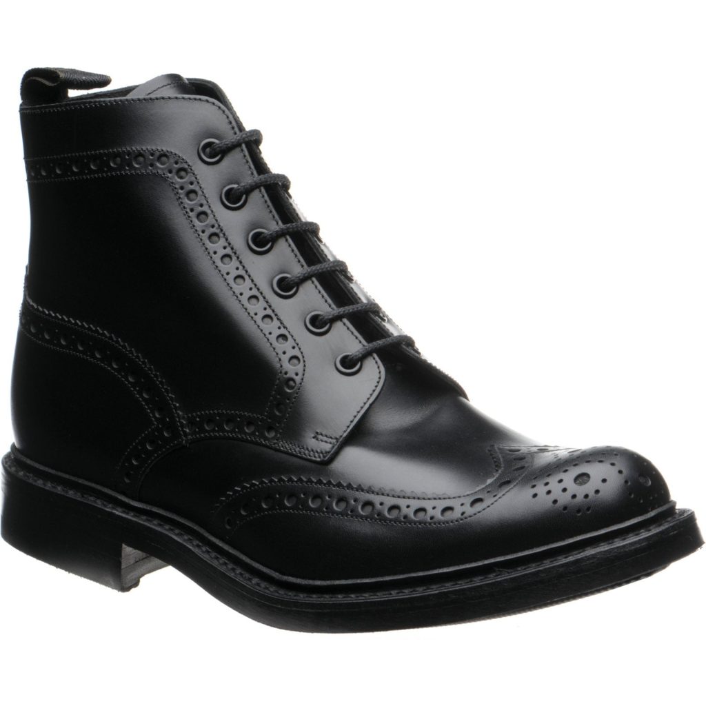 Loake Bedale mens rubber-soled brogue boots in black calf (second)