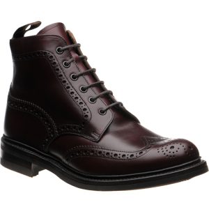 Loake Bedale mens rubber-soled brogue boots in burgundy chromexcel