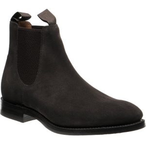 Loake Chatsworth (Rubber) mens rubber-soled Chelsea boots in dark brown suede