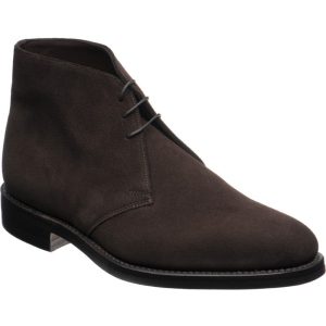 Loake Pimlico mens rubber-soled Chukka boots in dark brown suede