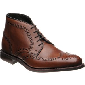 Loake Sywell mens rubber-soled brogue boots in cedar calf