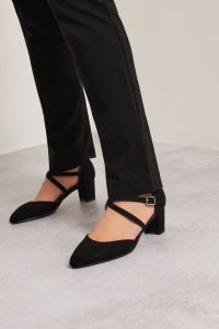 Lts Black Cross Strap Mary Jane Block Heel In Standard Fit Size Standard > 11