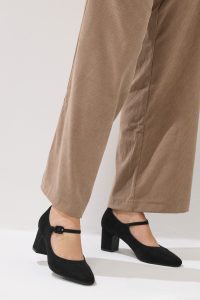 Lts Black Faux Suede Mary Jane Block Heel In Standard Fit Size Standard > 13