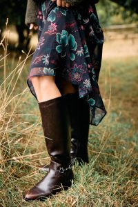 Lts Brown Metal Trim Knee High Riding Boots Size 8