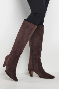 Lts Chocolate Brown Faux Suede Knee High Boots In Standard Fit Size 11