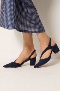 Lts Navy Blue Asymmetric Slingback Heel In Standard Fit Size Standard > 11