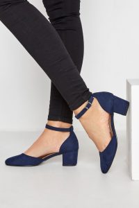 Lts Navy Blue Block Heel Court Shoes In Standard Fit Size 10