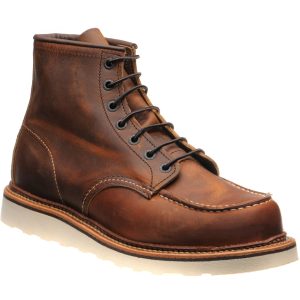 Red Wing 6-Inch Classic Moc mens rubber-soled boots in copper rough and tough