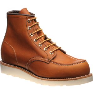 Red Wing 6-Inch Classic Moc mens rubber-soled boots in oro legacy leather