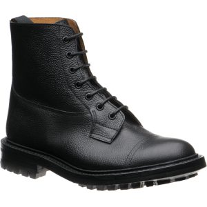 Trickers Grassmere mens rubber-soled boots in black calf grain