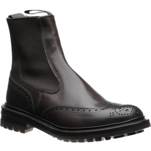 Trickers Henry mens rubber-soled brogue boots in espresso calf
