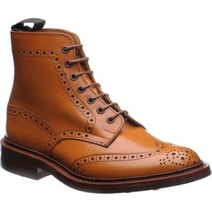 Trickers Stow (Rubber) mens rubber-soled brogue boots in acorn antique