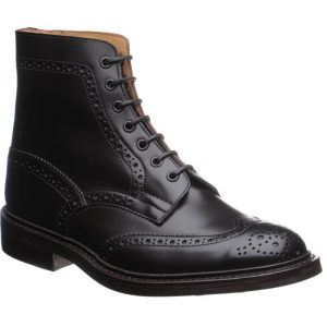 Trickers Stow (Rubber) mens rubber-soled brogue boots in dk brown espresso calf