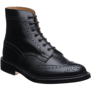 Trickers Stow mens brogue boots in black calf