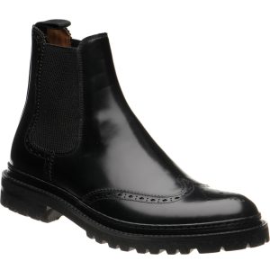 Wildsmith Model 78 mens rubber-soled brogue boots in black polished