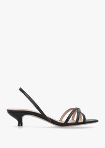 DANIEL Akittie Black Leather Kitten Heel Sandals 