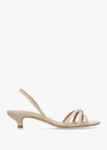 DANIEL Akittie Beige Leather Kitten Heel Sandals 