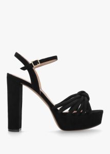 DANIEL Aknot Black Suede Platform Heeled Sandals 