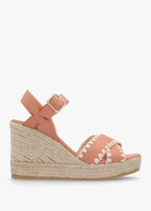 Gaimo Alf Nude Leather Wedge Espadrille Sandals 