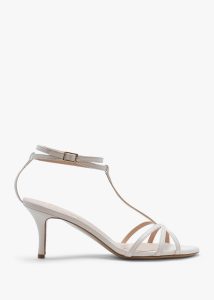 DANIEL Alina White Leather Strappy Kitten Heel Sandals 