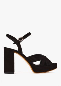 DANIEL Aloha Black Suede Platform Heeled Sandals 
