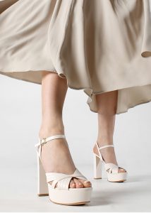DANIEL Avery Cream Leather Platform Heeled Sandals 